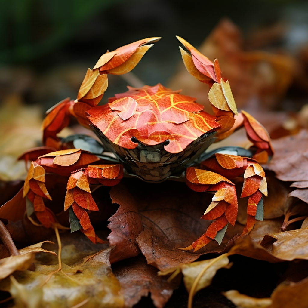 brown leaf crab on leaves