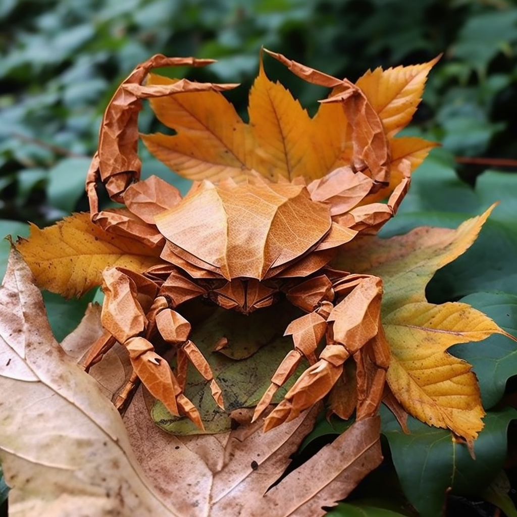 brown leaf crab over brown leaf