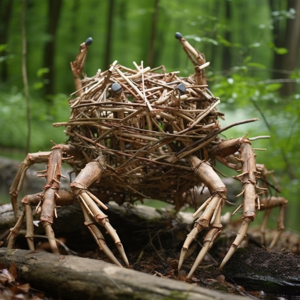 stick and twig bundle crab in forest