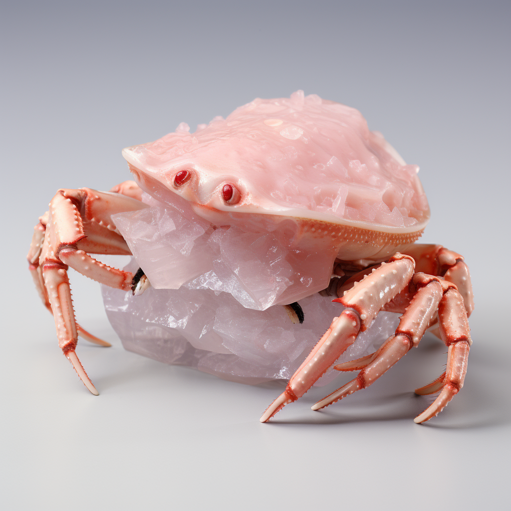 soft pink chewed gum crab red eyes