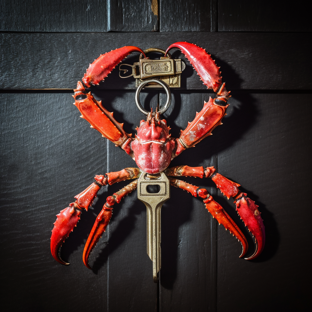 half body hanging key crab