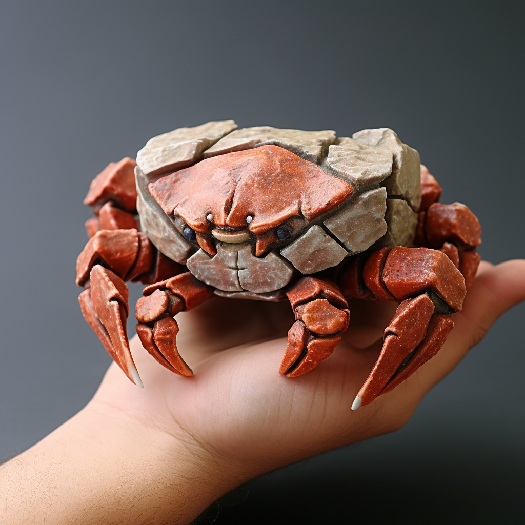 brick textured crab on hand