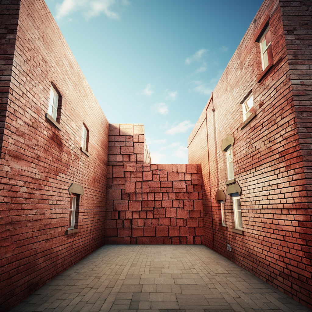 brick corridor with windows